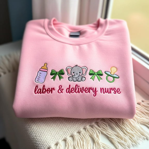 Labor and Delivery Nurse Embroidered Sweatshirt, L&D Nurse Crewneck, Gift For Nurse, Nursing Life Shirt, Nursing Appreciation Tee