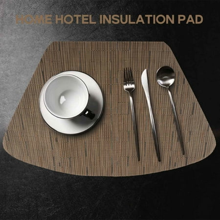 

Round Placemats for Round Table Wedge Kitchen Place Mats with 1 Round Piece Heat Insulation Stain-Resistant Vinyl Woven Place Mats Non-Slip Washable Table Mats Pack Of 7 Brown