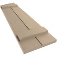 thumbnail image 6 of Ekena Millwork 11"W x 72"H (68 3/8" Low Side) Timberthane Rough Cedar Two Board Joined Board-n-Batten w/Elliptical Top Faux Wood Shutters (Per Pair), Primed Tan, 6 of 6