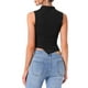 thumbnail image 3 of Top sin mangas asimétrico con brillo para mujer, cuello alto, blusa negra L, 3 of 6