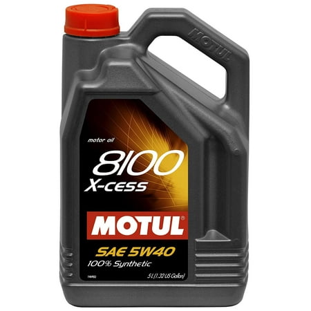 Synthetic Oil Gasoline - Motul 007250 8100 X-cess 5W-40 Synthetic Gasoline and Diesel Engine Oil - 5L Jug
