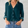 thumbnail image 1 of Qertyioot Chemise Décontractée à Manches Longues pour Femmes, Col Rabattu, Boutons, 1 of 6