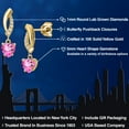 thumbnail image 2 of Gem Stone King 10K Yellow Gold Pink Mystic Topaz and Lab Grown Diamond Dangle Earrings for Women | 1.25 Cttw | Gemstone November Birthstone | Heart Shape 5MM, 2 of 6