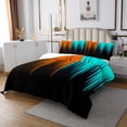 thumbnail image 2 of Gradient Bedspread Set King Black Teal Orange Abstract Ombre Bedding Set,Retro Geometry Striped Quilt Set,Boho Exotic Hippie Geometric Stripes Bed Set Modern Room Decor, 2 of 3