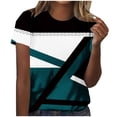 thumbnail image 1 of Tops Cortos para las Mujeres, Estampado Cuello Redondo Camiseta de Manga Corta, Moda Casual Blusa de Poliéster Ligero, 1 of 8