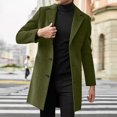 thumbnail image 2 of Men's Mid-Length Wool Trench Coat, Trendy Business Single-Breasted Outerwear, Army Green, L, 2 of 6