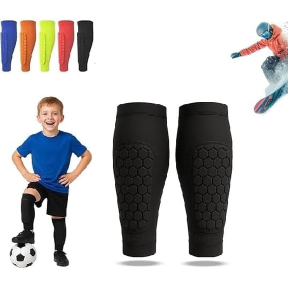 Shin Defender Shin Guards Kids with Box, Shindefender Soccer Shin Guards Sleeves