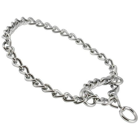 Single Chain Martingale Metal Dog Semi Choke Collar Chrome 8 Sizes (4mm Link: 20