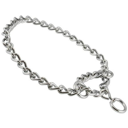Printed Stand Collar Single Single Chain Martingale Metal Dog Semi Choke Collar Chrome 8 Sizes (4mm Link: 20