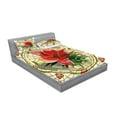 thumbnail image 2 of Ambesonne Colorful Fitted Sheet & Pillow Sham Set, Flower Lily Leaves, Full, Multicolor, 2 of 2