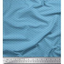 Soimoi Blue Heavy Canvas Fabric Spiral & Stripe Geometric Print Fabric by the Yard 58 Inch Wide