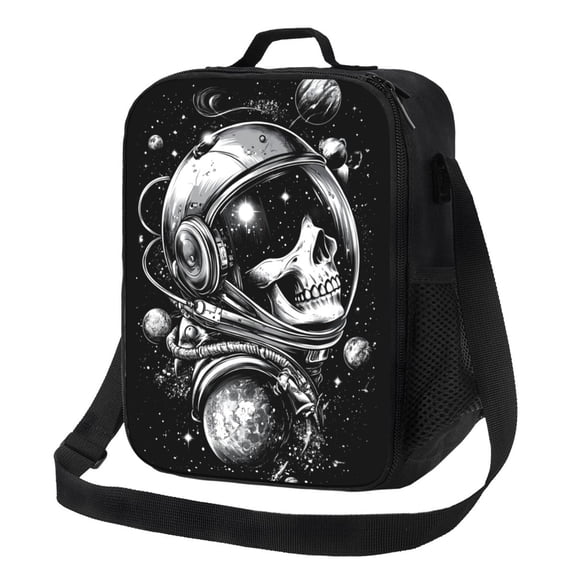 Astronaut Skull Lunch Bag Reusable Lunch Box Insulated Tote Bag with Adjustable Shoulder Strap