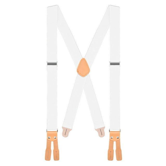 "Buyless Fashion Butten End Logger Work Suspenders for Men - 48"" Adjustable Straps 1 1/4"" - X Shape"