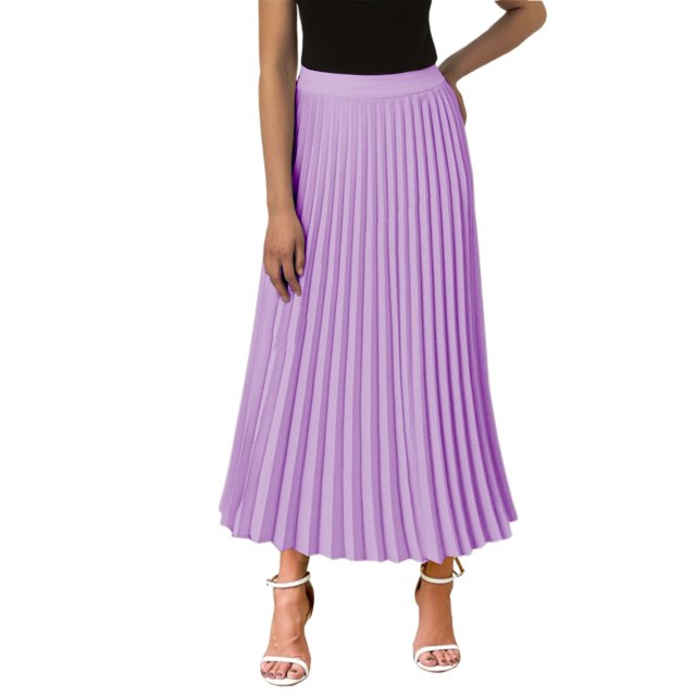 Robes pour Femmes Taille Haute Jupe Midi en Chiffon à Volants Longueurs Longues Robe pour Femmes Violet Clair TG