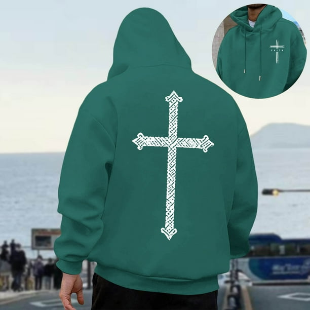 MHFRRA Sudadera con Capucha Temática con Diseño Gráfico Inspirador para Caballeros, Estilo Casual, Cómoda y Forrada Verde oscuro