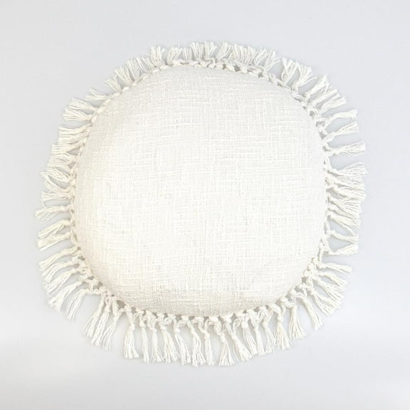 Parkland Collection Transitional Solid White Round 18" x 18" Pillow