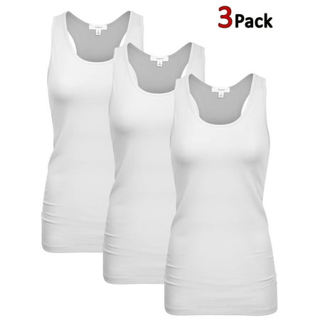 KOGMO Womens Basic Stretchy Cotton Spandex Racerback Tank Top 3-Pack (S-XL)
