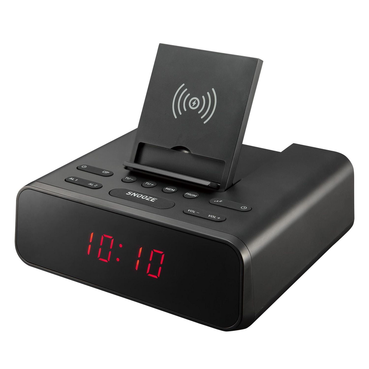 Radio-réveil Bluetooth à chargement sans fil Qi (Noir) ONN ™