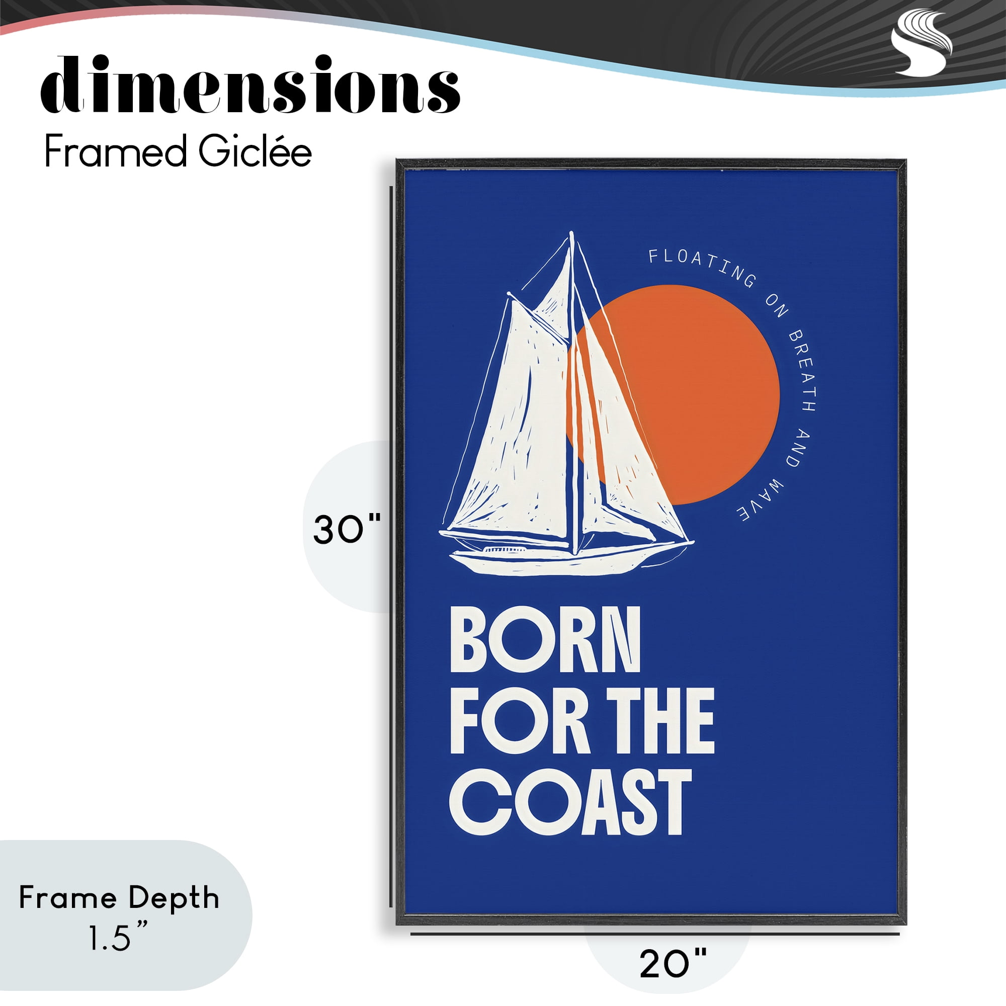 Stupell Industries Born For The Coast Black Framed Giclee Art, design by Creative Studio