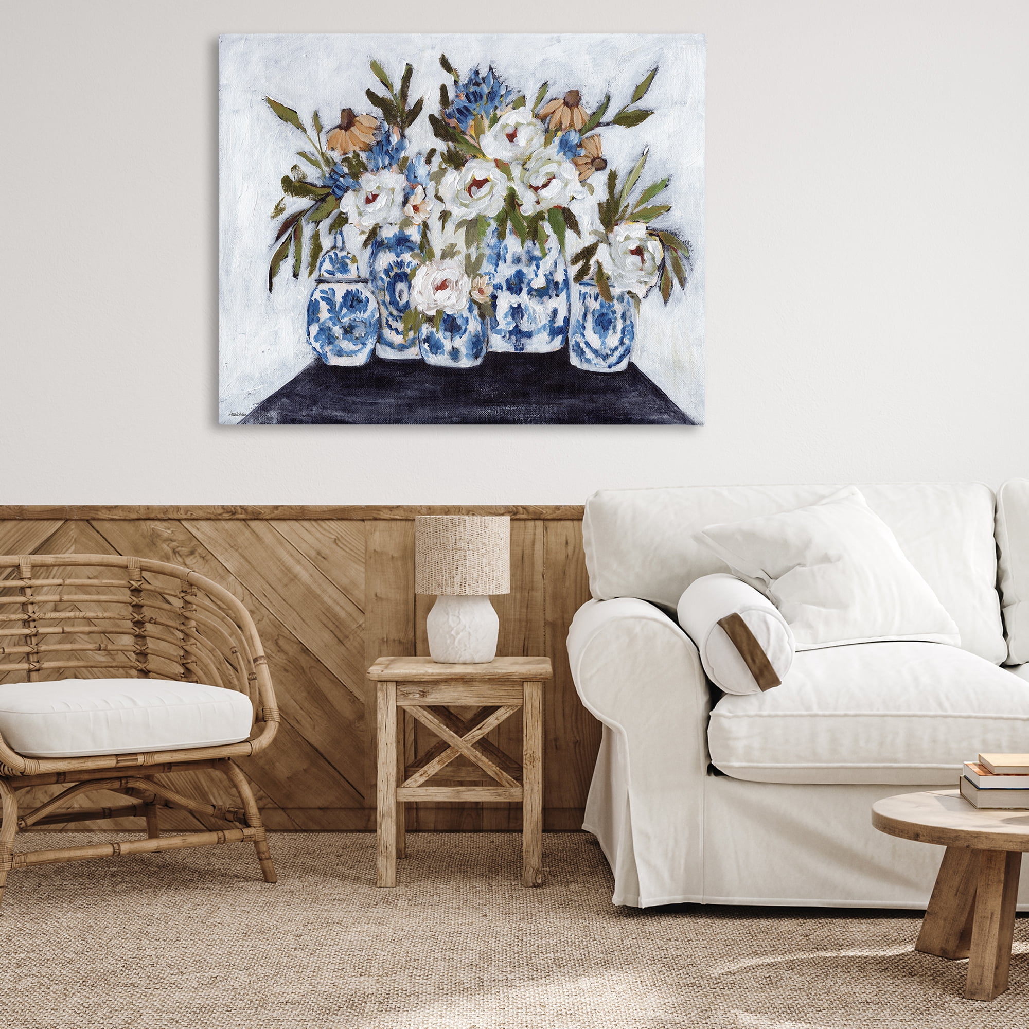 Stupell Industries Ornate Flower Pots Still Life Plants & Flowers Painting Wrapped Canvas Art Print Wall Art, 48 x 36