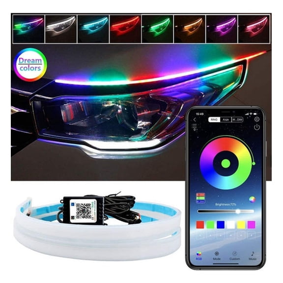 Applies to 2 Pairs of 60cm RGB Drl Led Strips, Directional, Sequential, Auto App