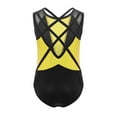 thumbnail image 4 of zdhoor Kids Girls Sleeveless Gymnastics Leotard Sparkly Dance Bodysuit Cross Back Shiny Stretchy Ballet Dancewear Yellow 8, 4 of 5