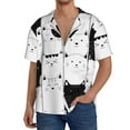 thumbnail image 3 of Vsdgher Doodle Cute Cat Print Men's Wrinkle Free Untucked Cuban Shirt Business Casual Button Down Shirts Short Sleeve Shirt, 3 of 7