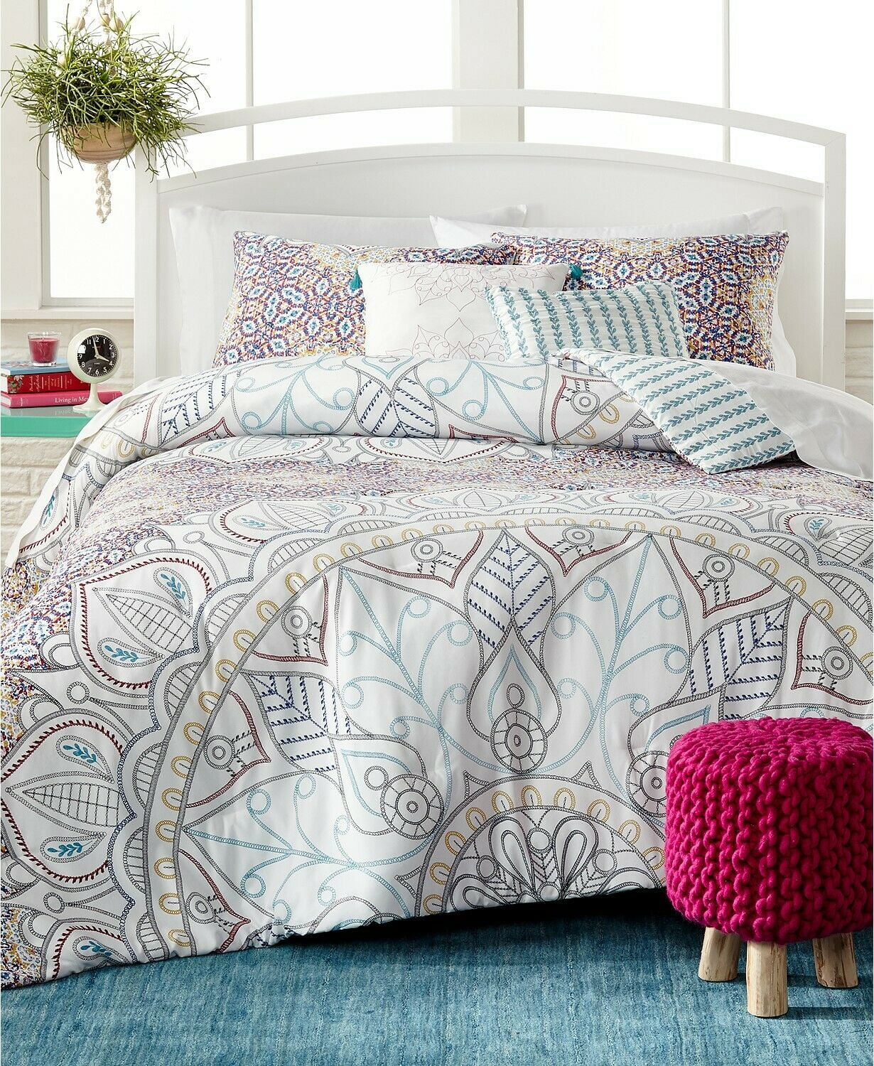 Ellery Homestyles Sibella 5Pc. Floral Medallion Striped Comforter Set