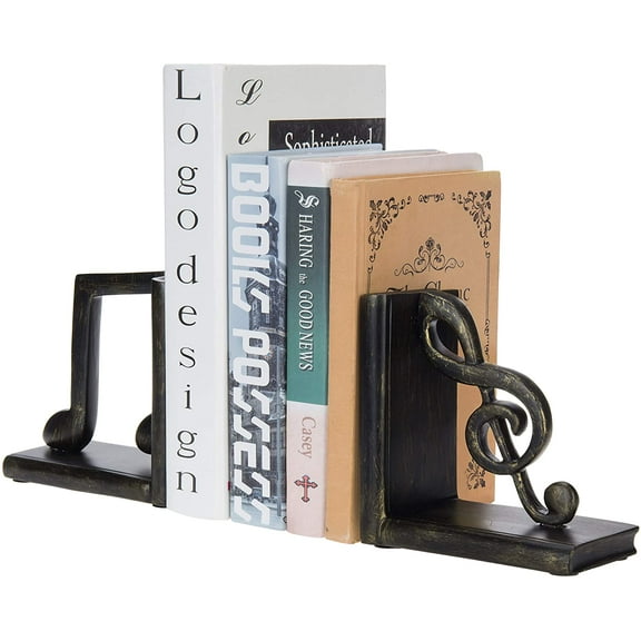 MyGift 2-Piece Musical Note Decorative Resin Bookends