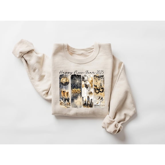 Happy New Year Sweatshirt, 2025 New Year Sweatshirt, Holiday Sweatshirt, Retro New Year Shirt, Winter Sweatshirt, Happy New Year Party
