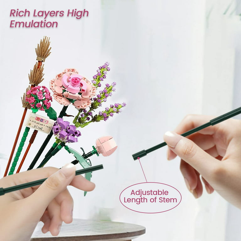 RSDHFLY Creative Bonsai Flower Bouquet Building Kit,Flower Botanical  Collection Construction Building Toy,Building Blocks Set for Adults and  Kids