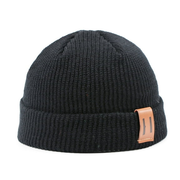 TELOLY Fisherman Beanie Excellent Breathability Mens Beanie Hat Stretchable Design Mens Knit Hat Black