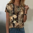 thumbnail image 2 of larppty Women Camo Shirt Top Y2K Maple Leaf Graphic Tee Short Sleeve Loose Fit Round Neck T Shirt Streetwear (Coffee, M), 2 of 7