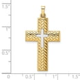 thumbnail image 3 of Auriga Fine Jewelry 14K Two-Tone Gold Polished Hollow Woven Double Cross Pendant for Women (L-36.05mm, W-19.4mm), 3 of 6