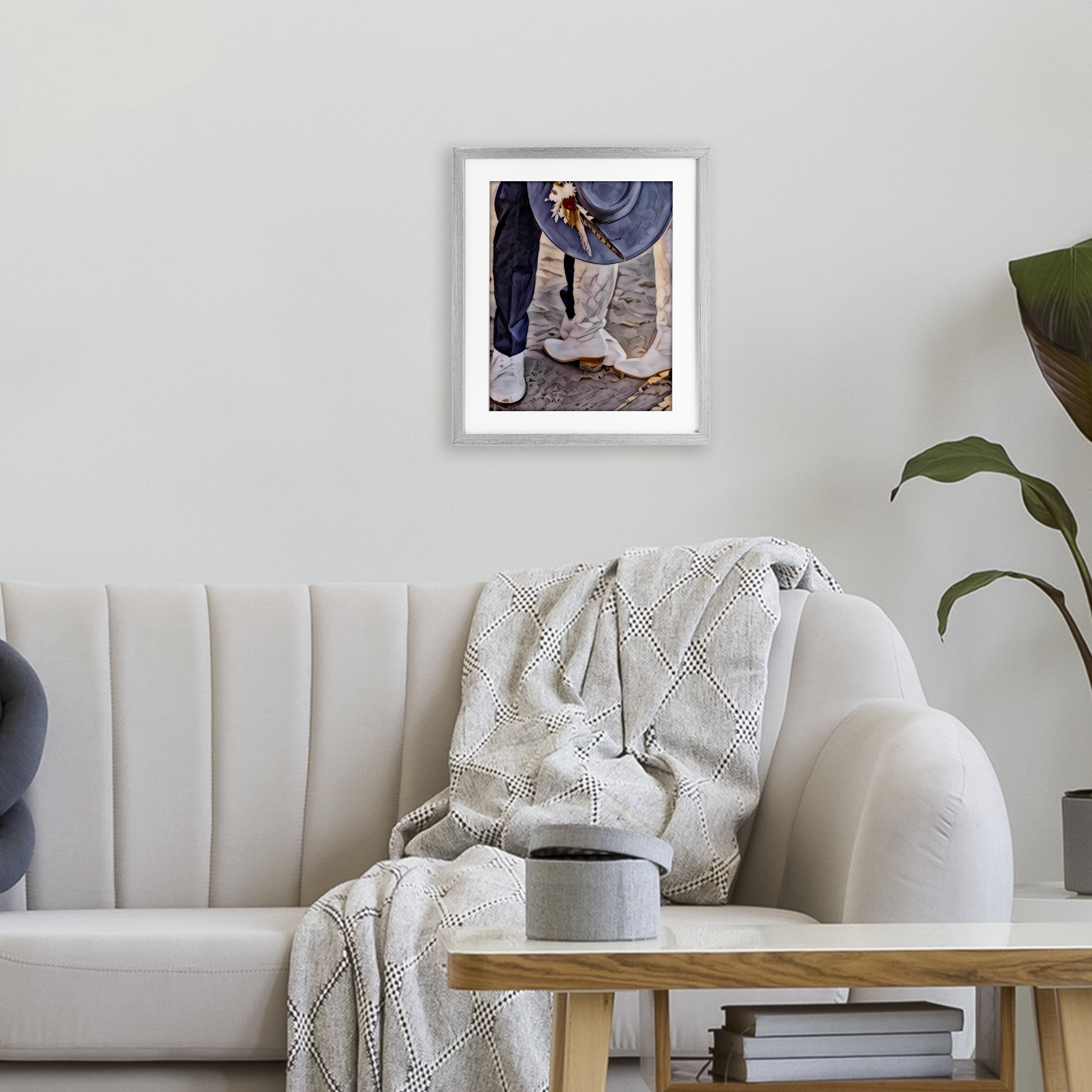 Elope In The Desert Gray Framed Print Under Glass, design by Jesse Keith