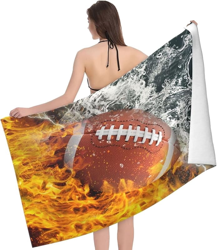 American Football Beach Towel Large Sand Free Quick Dry Ball Sport Bath Towels Gift for Men Boys Pool Bathroom Swimming Travel