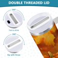 thumbnail image 5 of Stainless Steel Tumbler with Straw and Handle, Double Wall Insulated Tumblers, Pumpkins and Leaves, 5 of 9