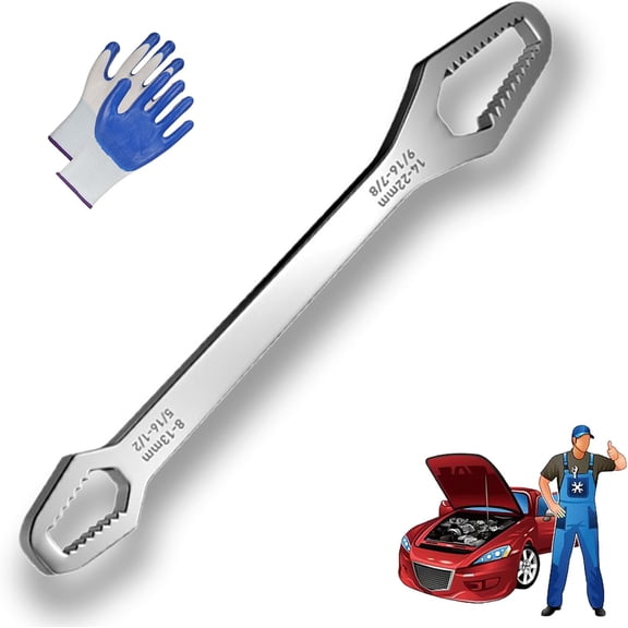 8-22mm Universal Wrench Receive, Multi Wrench, Self Adjusting Wrenchs, Multi-Function Universal Socket Wrenchs Tool - Universal Maintenance Tool for Home and Auto Repair (Silver)
