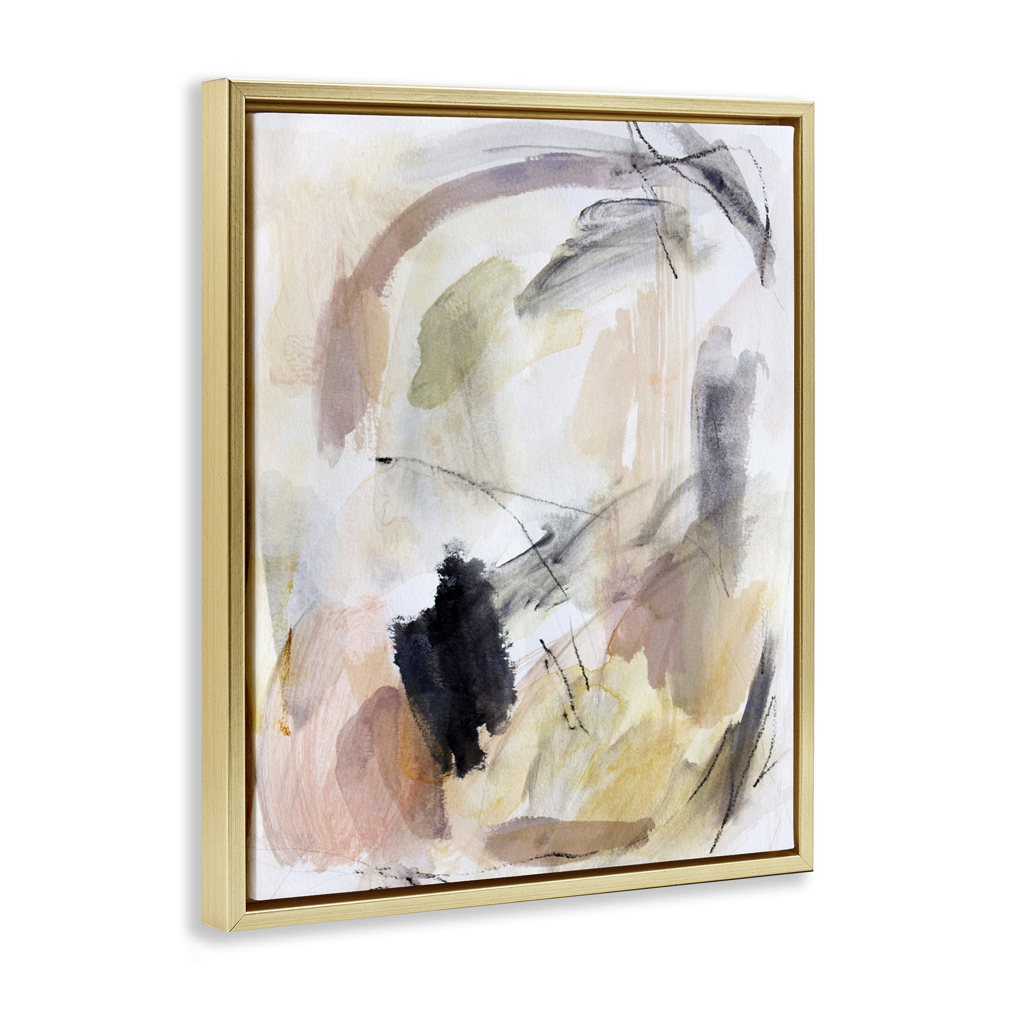 Stupell Industries Chaotic Sketches Paint Strokes Gold Framed Floater Canvas Wall Art, design by Hope Bainbridge
