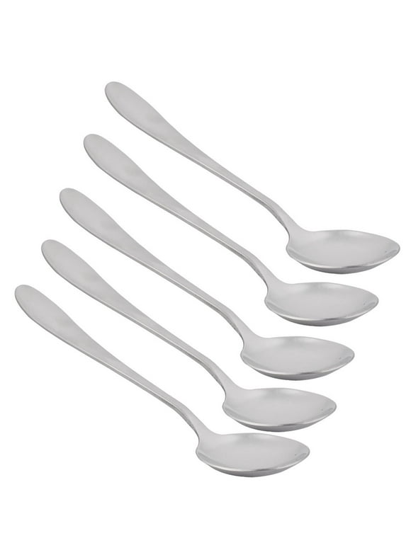 Unique Bargains 5-Piece Stainless Steel Tea Soup Dinner Spoons Scoops for Home