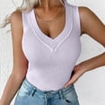thumbnail image 2 of Tiqkatyck Tank Tops for Women Trendy Womens Casual Slim Fit V Neck Ribbed Knit Tanks Tops Sleeveless T Shirts Sleeveless Shirt Slim Fit Casual Basic Top Summer Tops for Women Purple M, 2 of 6