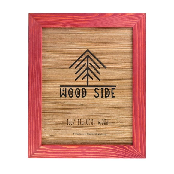 Rustic Wooden Poster Picture Frame 12x18 - Natural Solid Eco Distressed Wood for Wall Mounting Photo Frame - Red