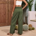 thumbnail image 3 of Women'S High Waist Wide Leg Pants Summer Flowy Beach Casual Pants with Pockets Dark Green L, 3 of 8