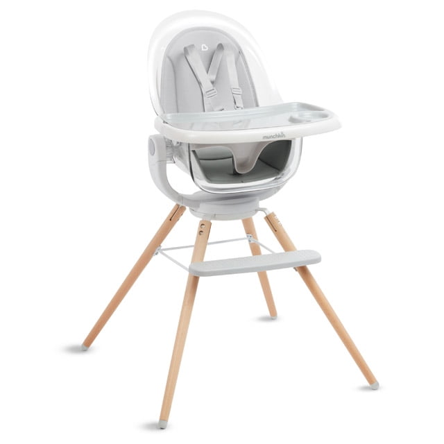 Munchkin 360 Cloud Baby High Chair, Grey Wooden High Chair With Tray