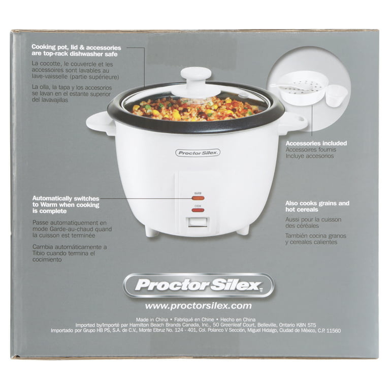 Proctor Silex 5-Cups uncooked resulting in 10-Cups Cooked Rice Cooker,  White (37533N)