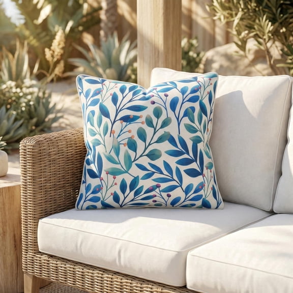 Fab Habitat Indoor/Outdoor Throw Pillow Made from Recycled Polyester Yarn - Double Sided, Stain Resistant, Machine Washable - Patio, Porch, Living Room - Rainforest - White Multi Floral (20" x 20")
