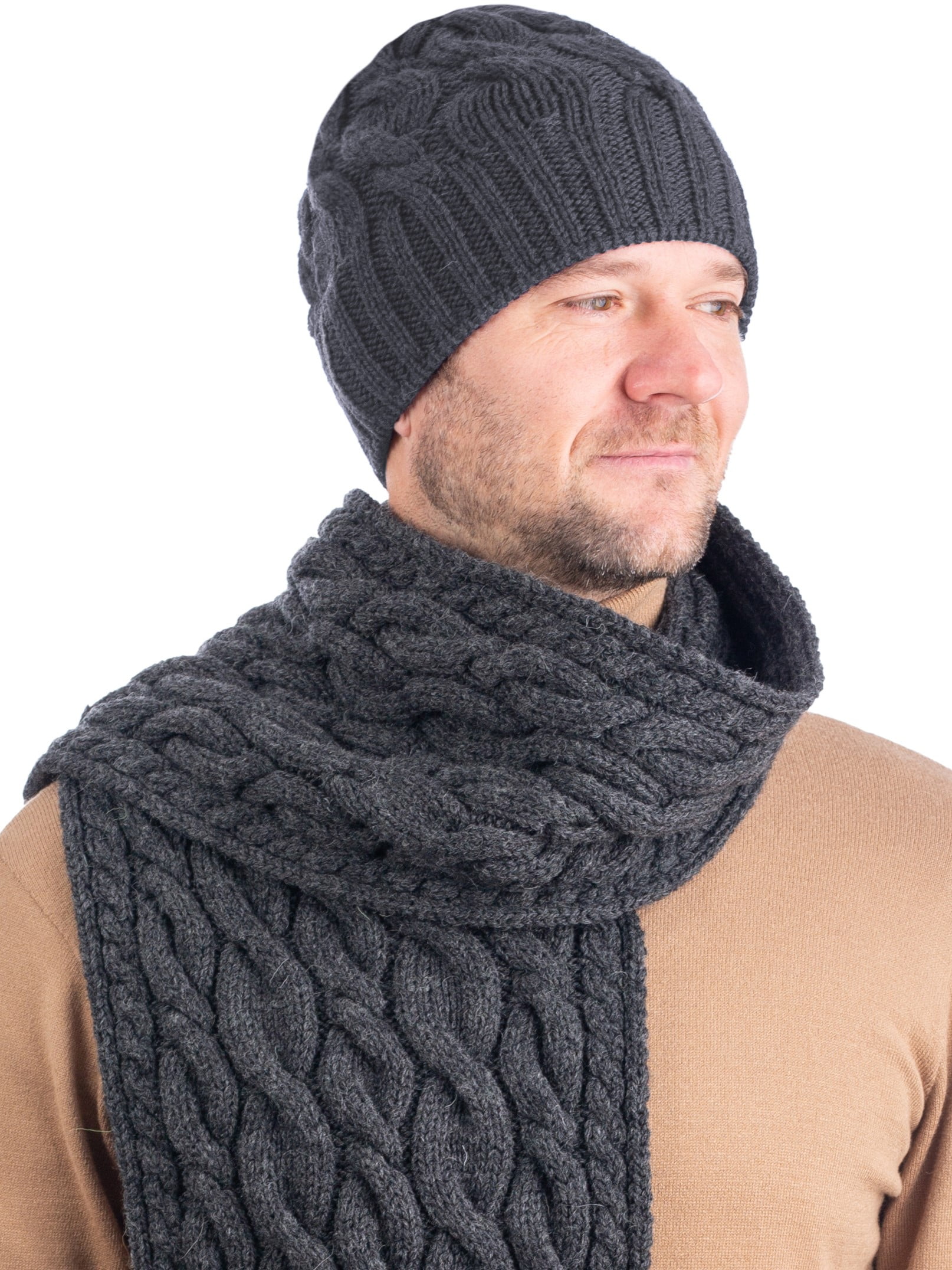 Scarf 100% MERINO WOOL adult unisex men women knitted warm 