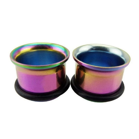 (PL) Rainbow Titanium O-Ring Plugs/Gauges/Tunnels 2 Pieces (1 Pair) (B/3/1/3) (4g (5mm))