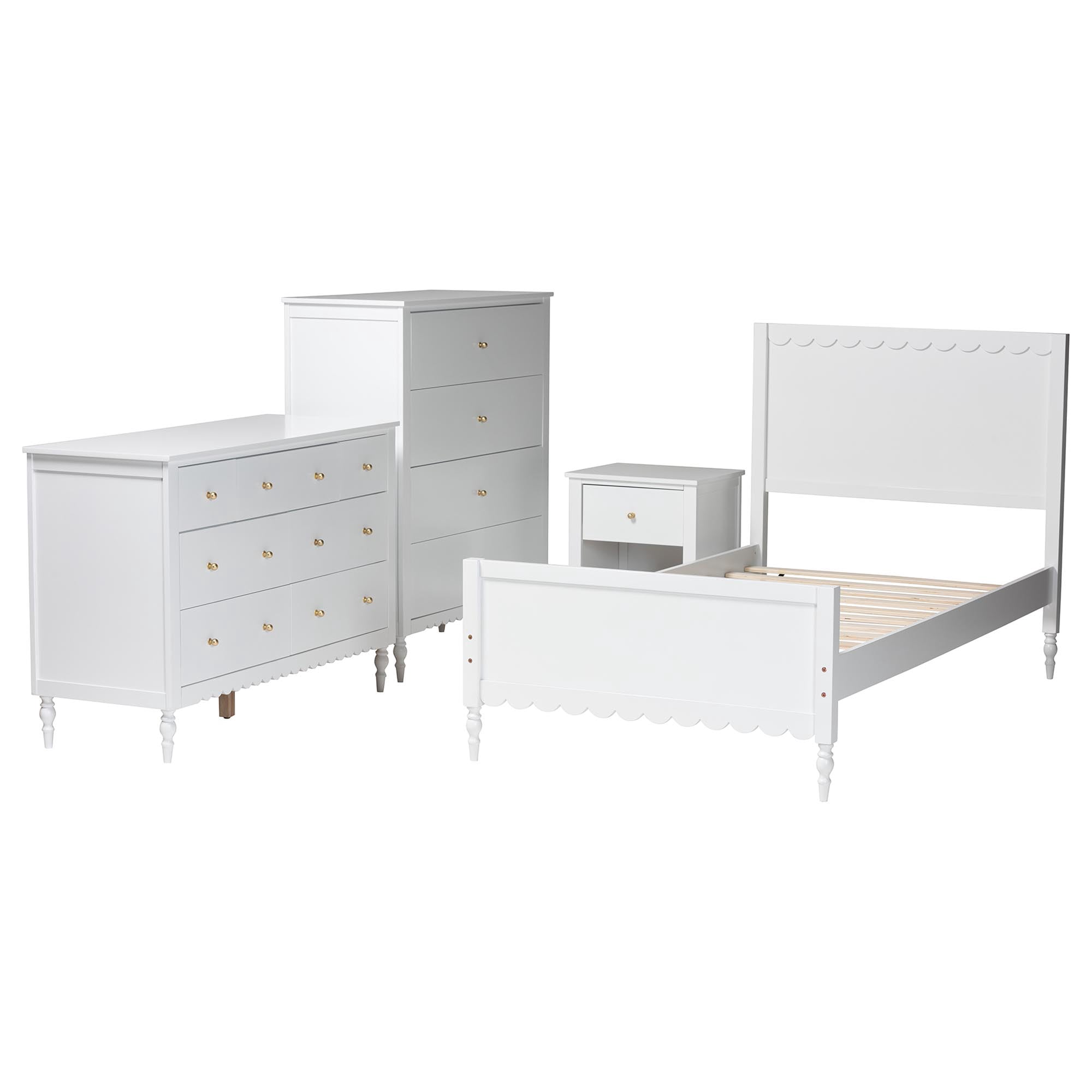 Baxton Studio Roni Modern Bedroom Set, Full, White