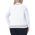 thumbnail image 3 of Agnes Orinda Plus Size Halloween Outfits Sweater Vest for Women V Neck Stripe Cable Knit Sleeveless Pullover Sweater Vest 2X White, 3 of 6